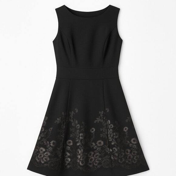 Calvin Klein Flare Dress with Floral Embroidery - Picture 1 of 2